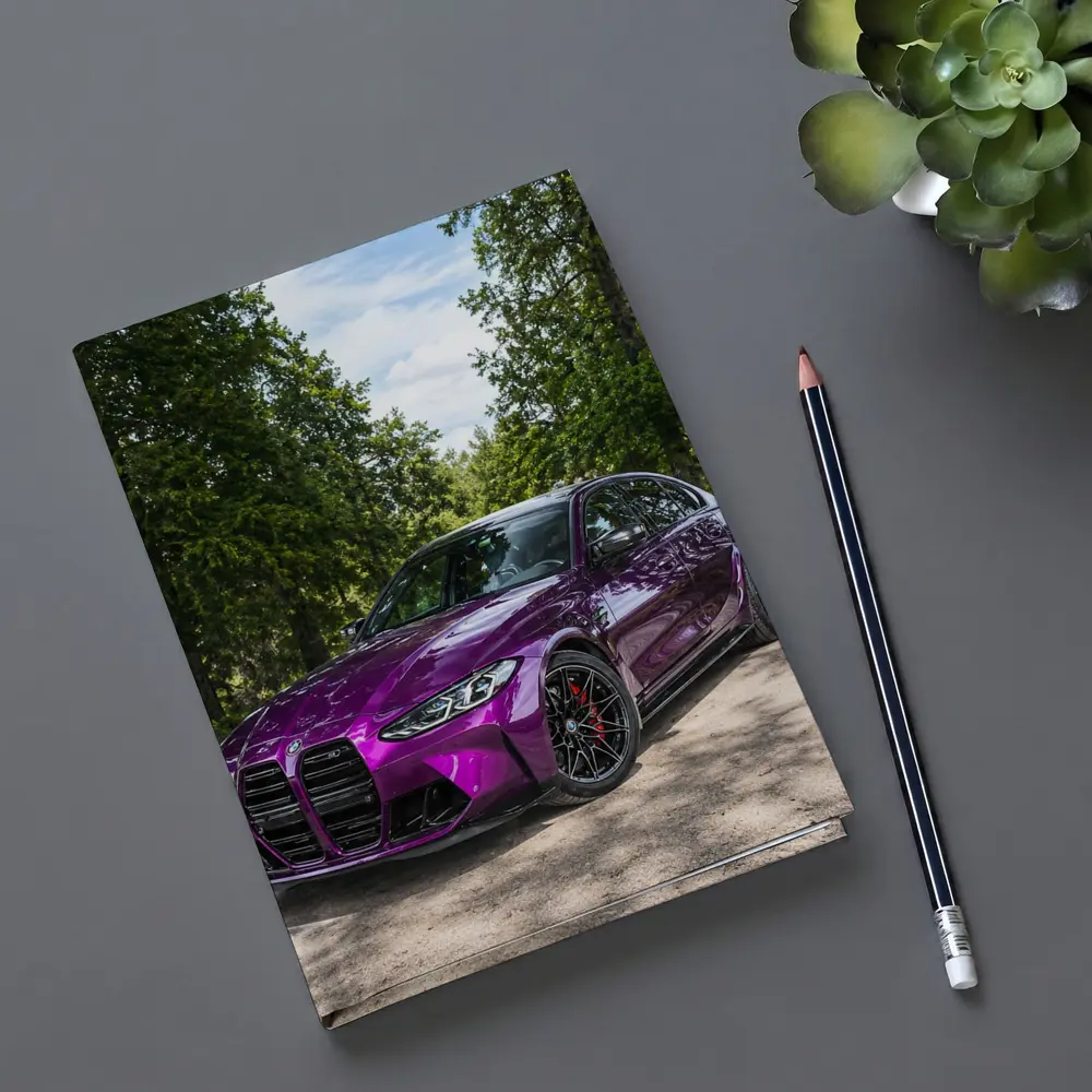 BMW M3 Purple Sedan Forest Road Setting – Notebooks