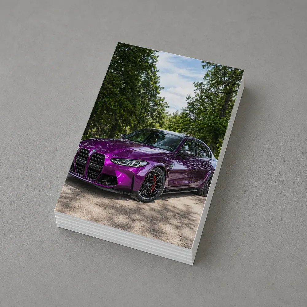 BMW M3 Purple Sedan Forest Road Setting – Postcards