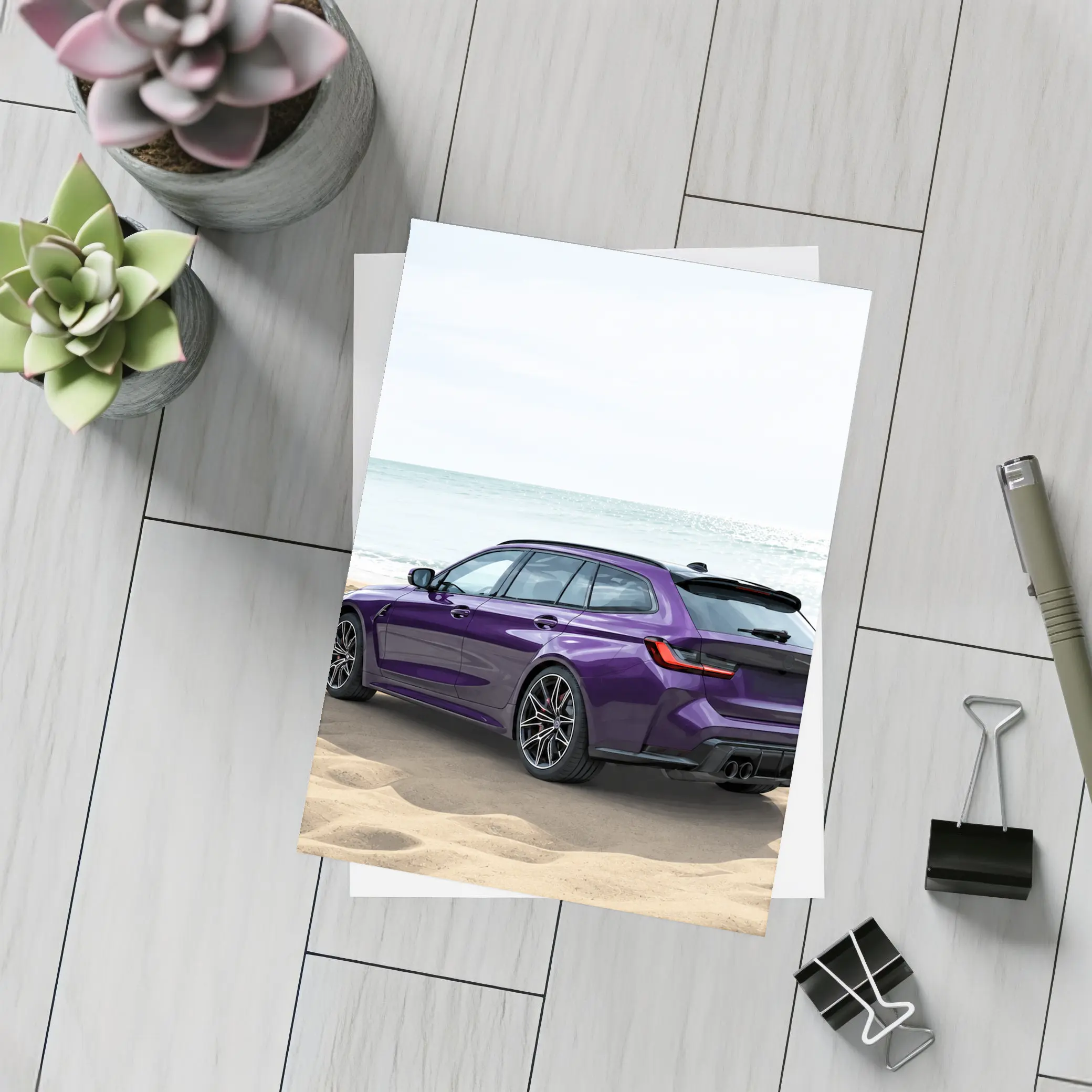 BMW M3 Touring Wagon Purple Beach Shore – Postcards