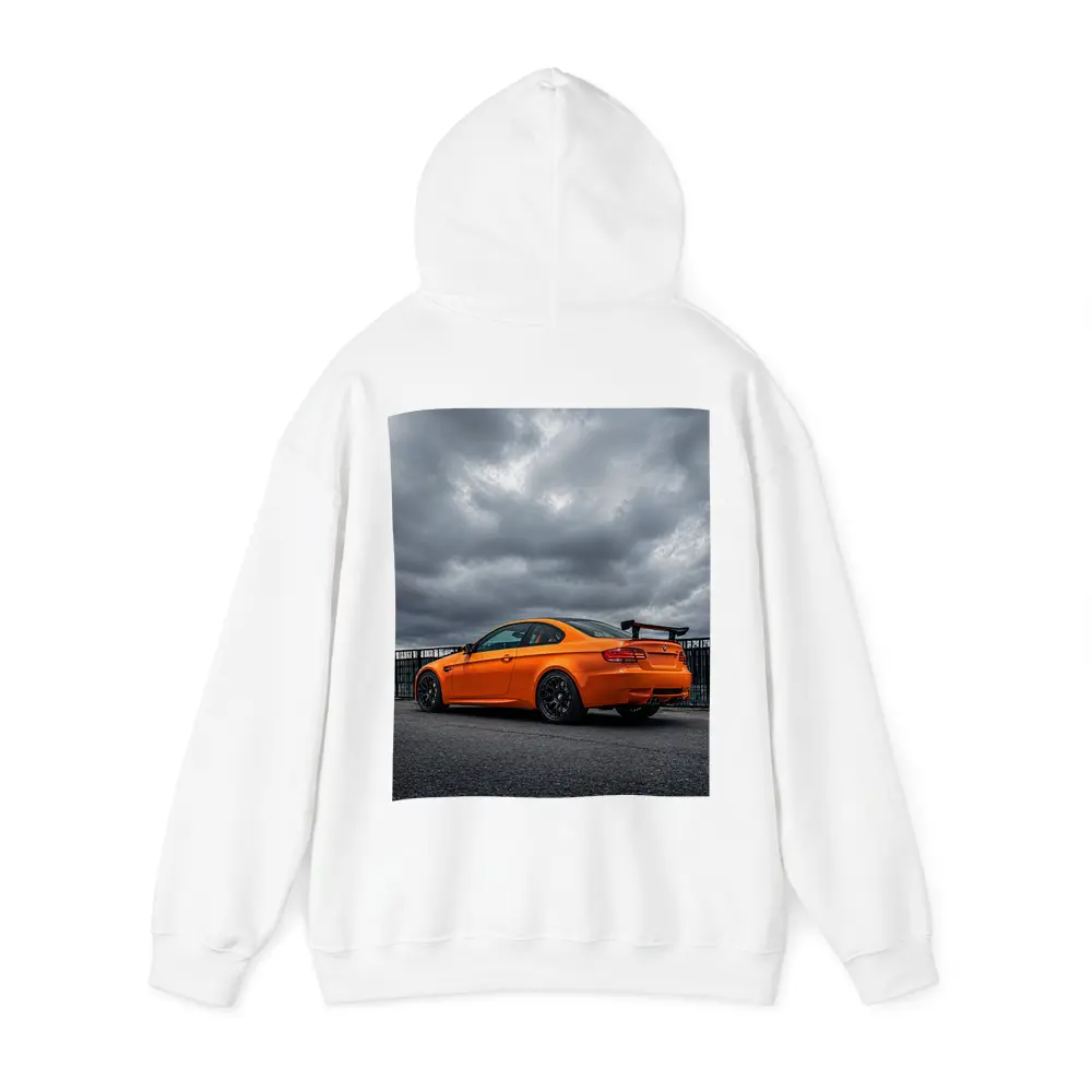 BMW M3 GTS Orange Under Stormy Sky – Hoodies
