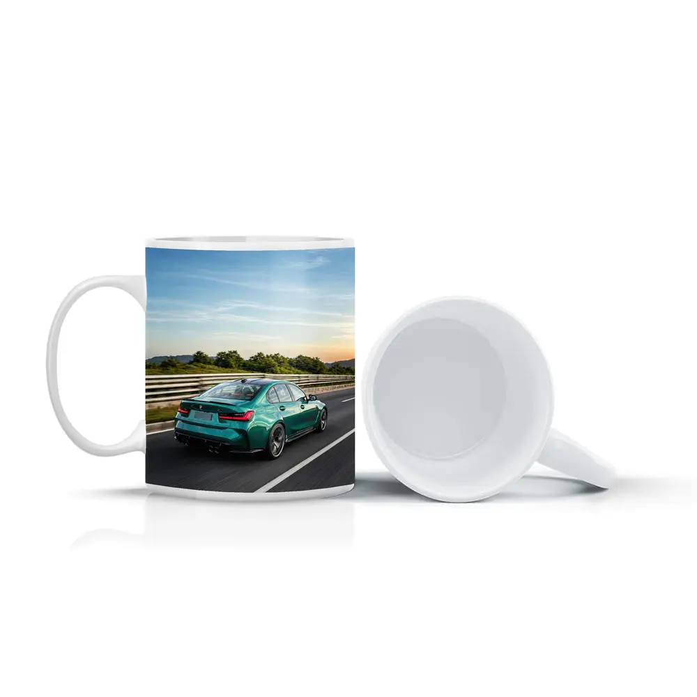 BMW M3 Green Sedan On Highway – Mugs
