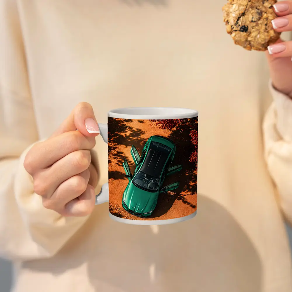 BMW M3 Green Sedan Doors Open Overhead – Mugs