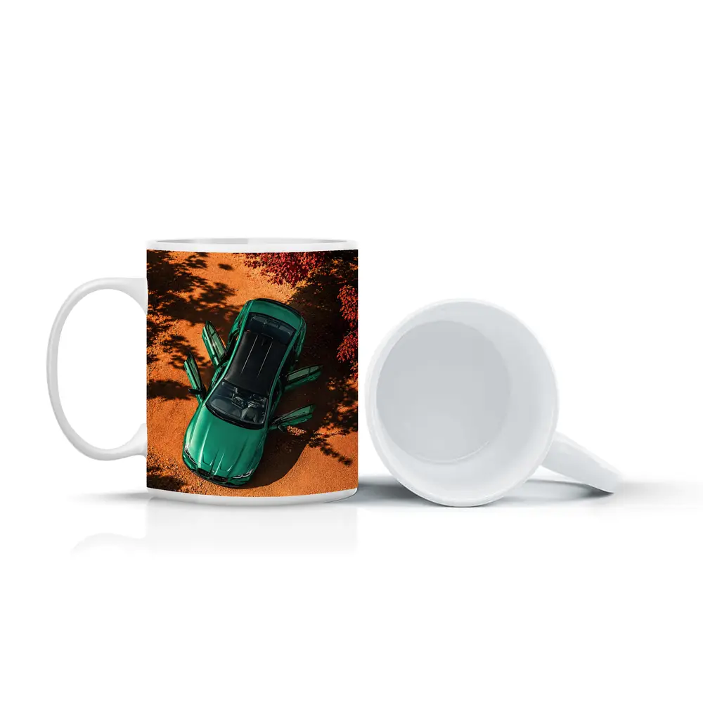 BMW M3 Green Sedan Doors Open Overhead – Mugs