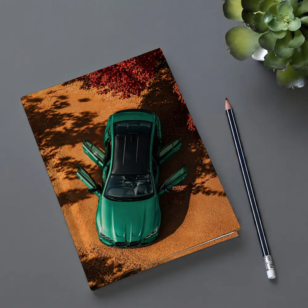 BMW M3 Green Sedan Doors Open Overhead – Notebooks