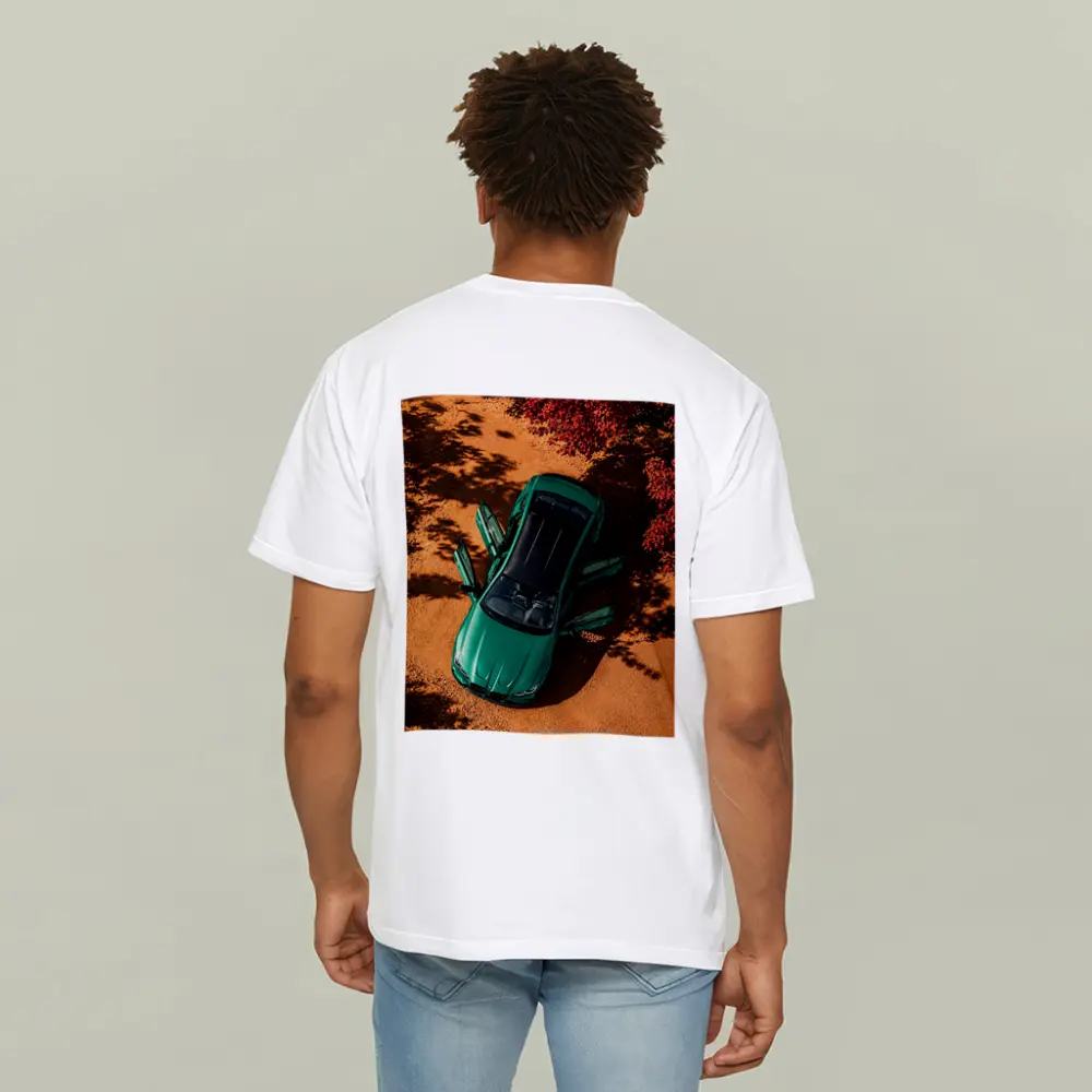 BMW M3 Green Sedan Doors Open Overhead – T-Shirts