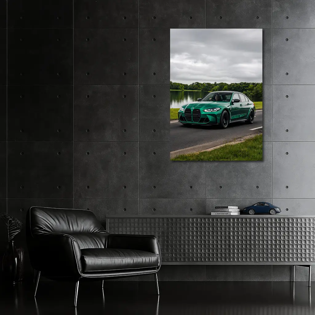 BMW M3 Sedan Green Lakeside Road Drive – Wall Art