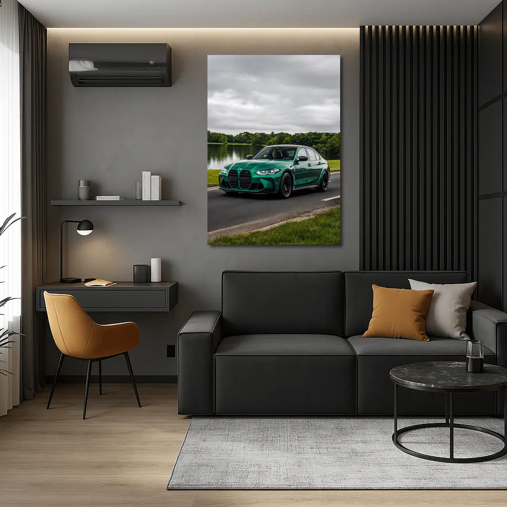 BMW M3 Sedan Green Lakeside Road Drive – Wall Art