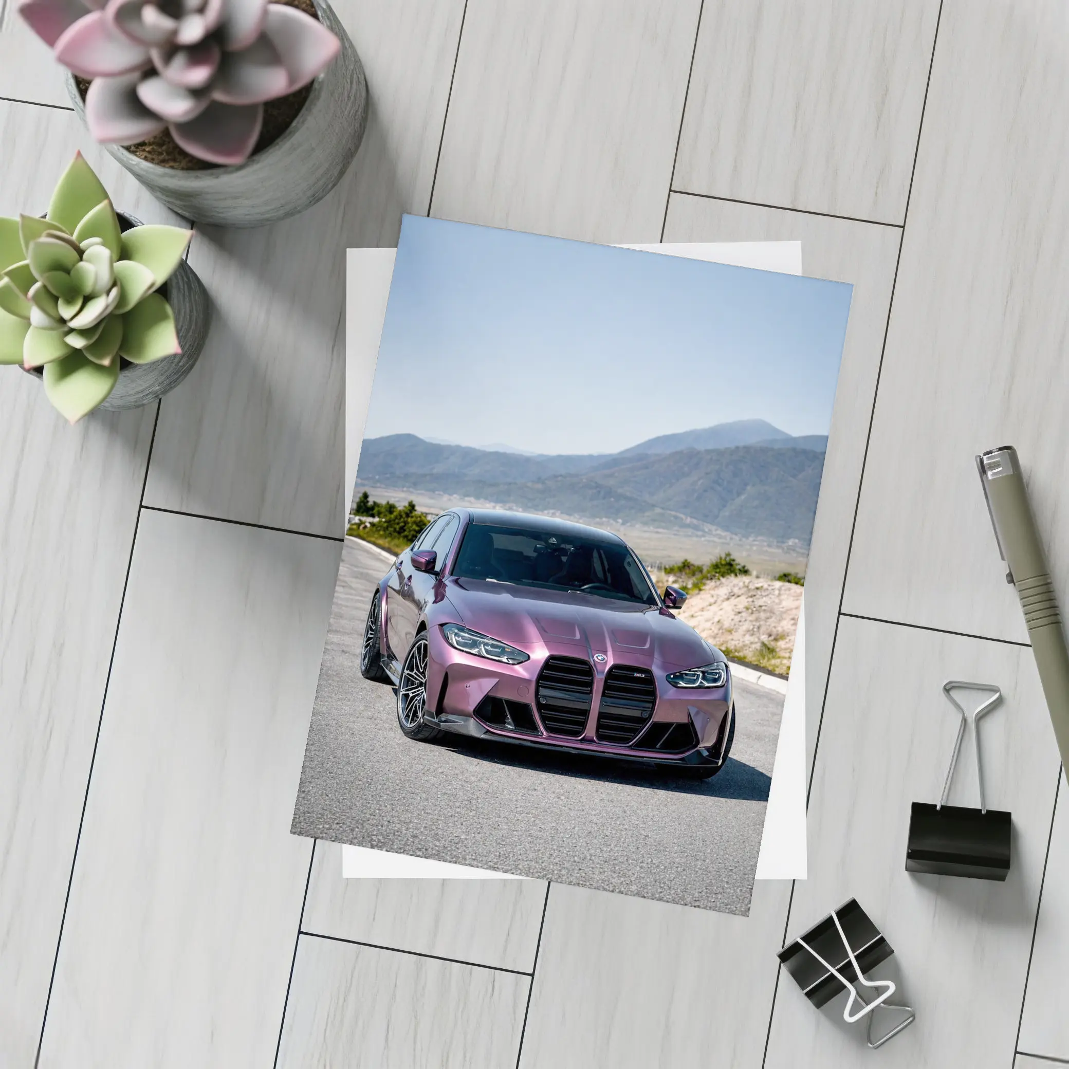 BMW M3 Purple Metallic Mountain Road Shot – Postcards