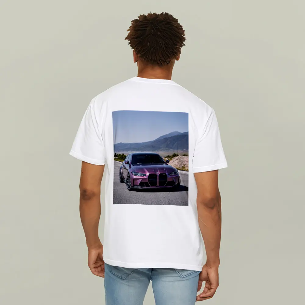 BMW M3 Purple Metallic Mountain Road Shot – T-Shirts