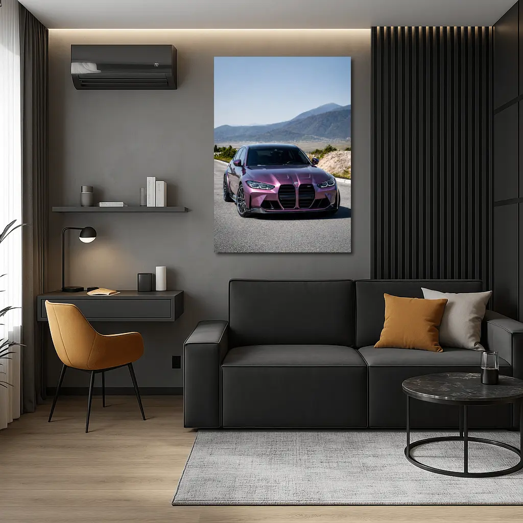 BMW M3 Purple Metallic Mountain Road Shot – Wall Art
