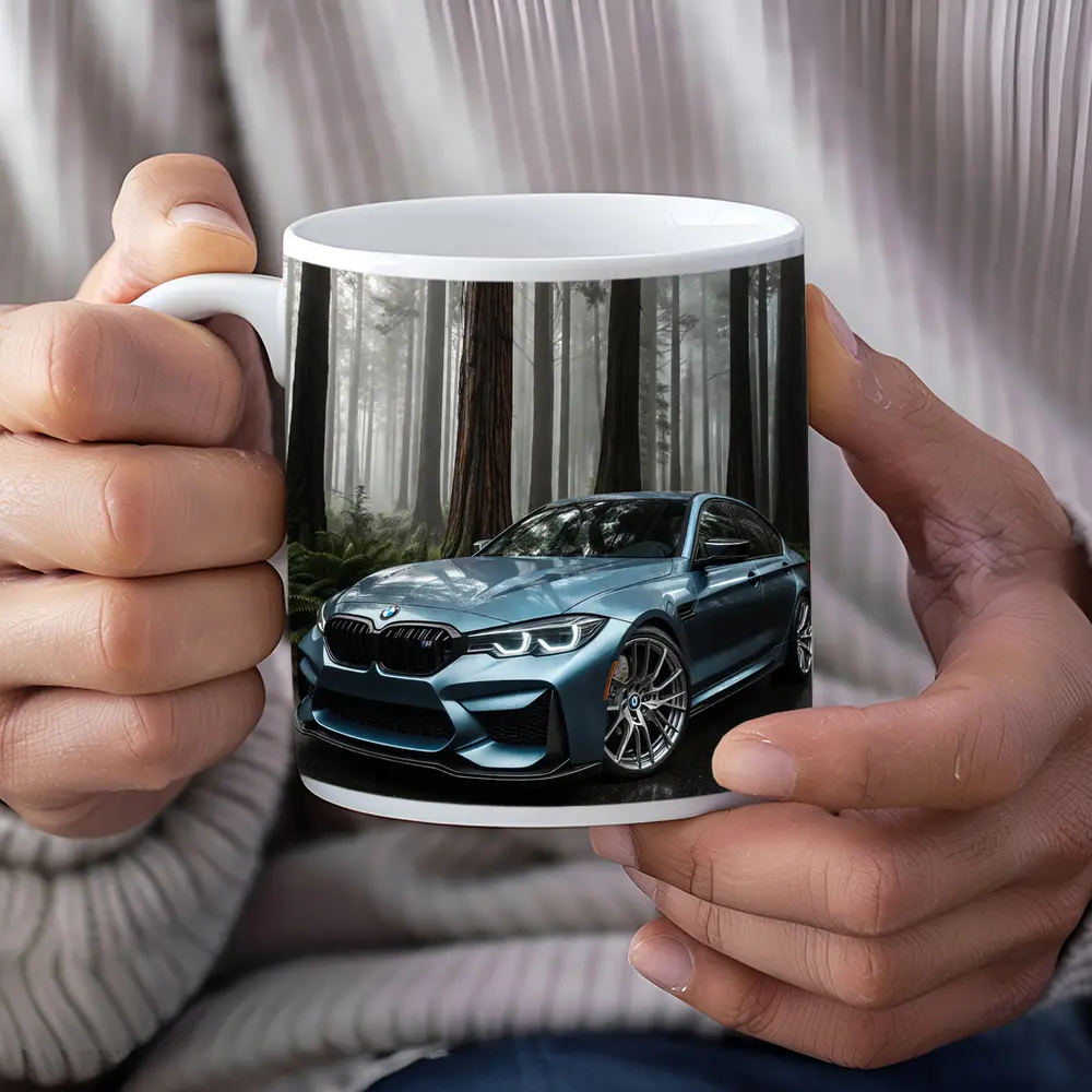 BMW M3 Parked In Misty Forest – Mugs