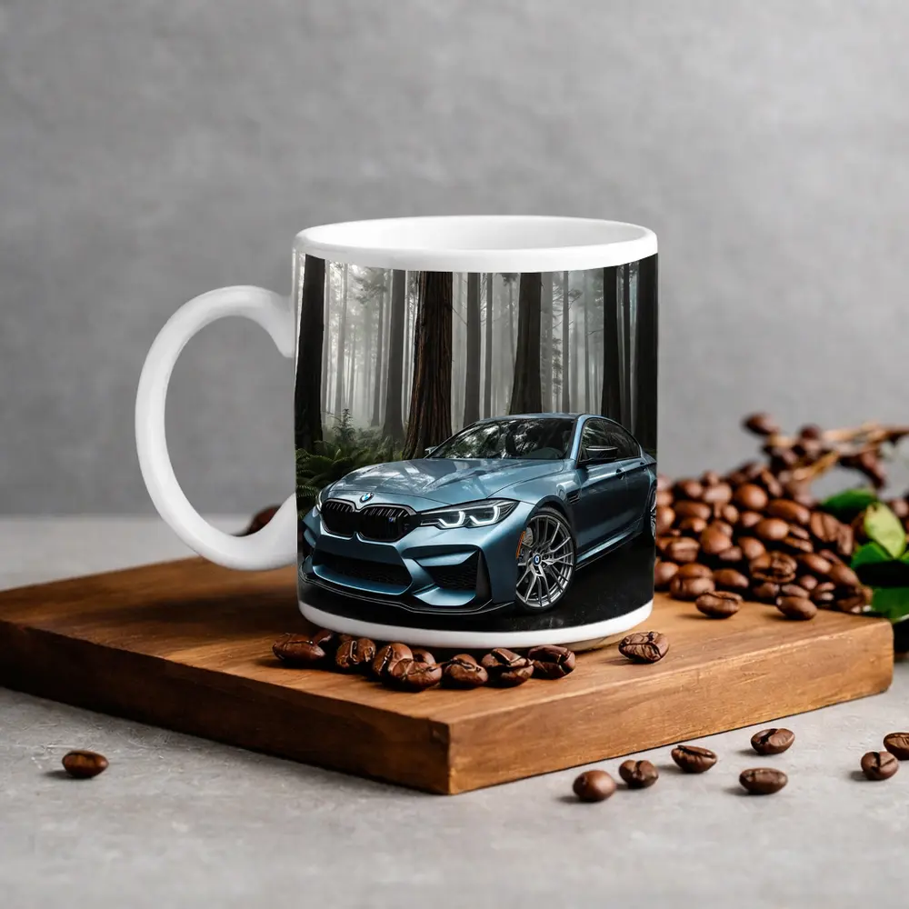 BMW M3 Parked In Misty Forest – Mugs