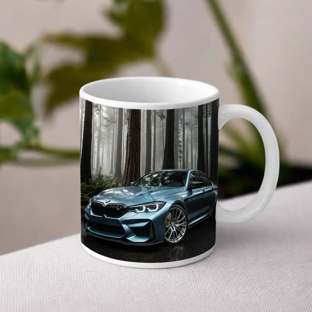 BMW M3 Parked In Misty Forest – Mugs