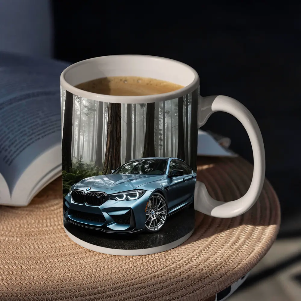 BMW M3 Parked In Misty Forest – Mugs