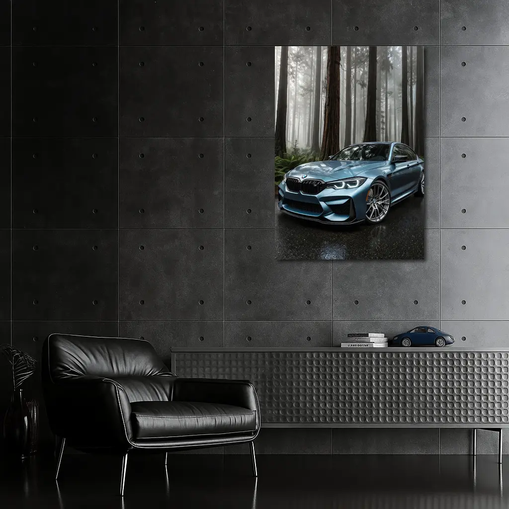 BMW M3 Parked In Misty Forest – Wall Art