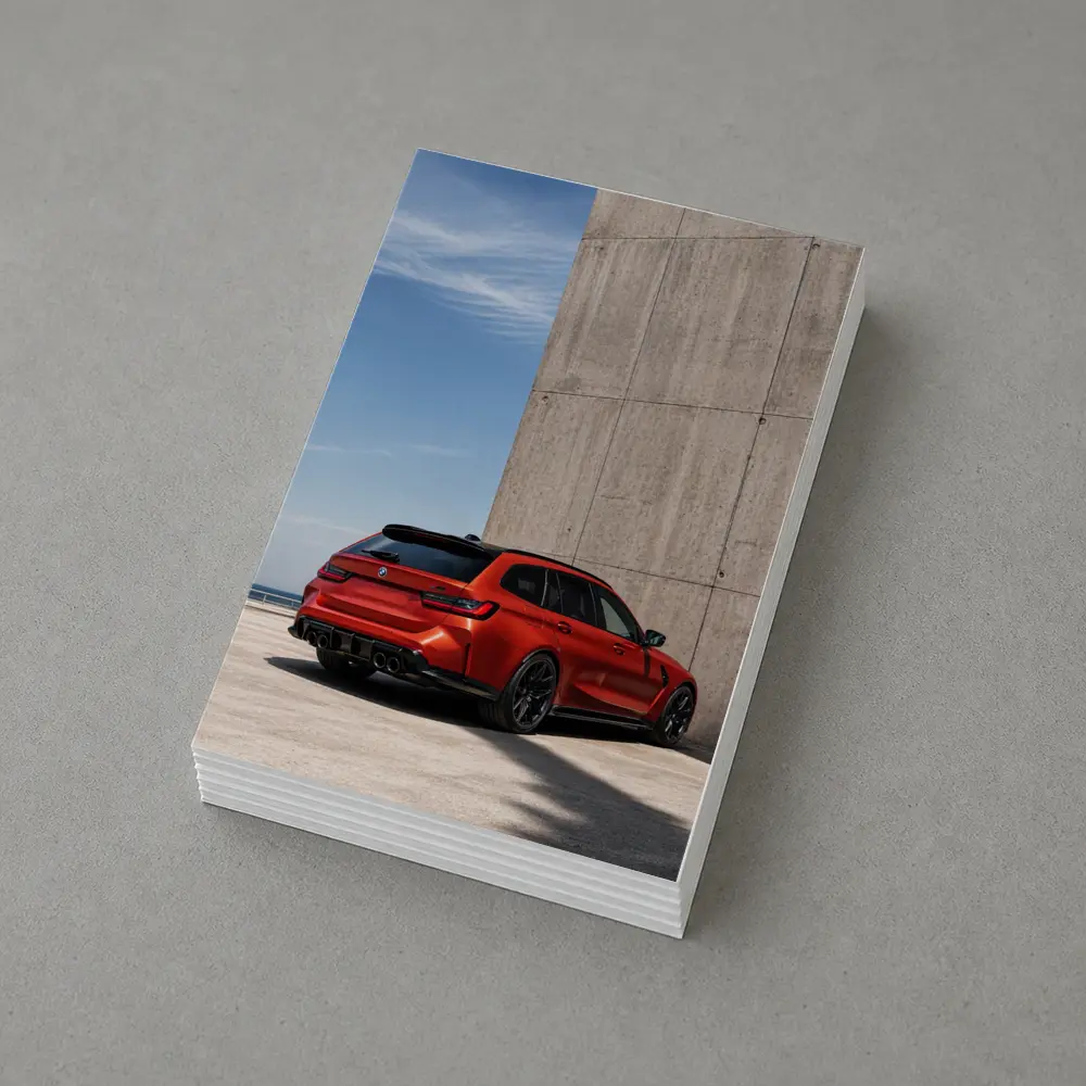 BMW M3 Touring Red Concrete Wall Background – Postcards