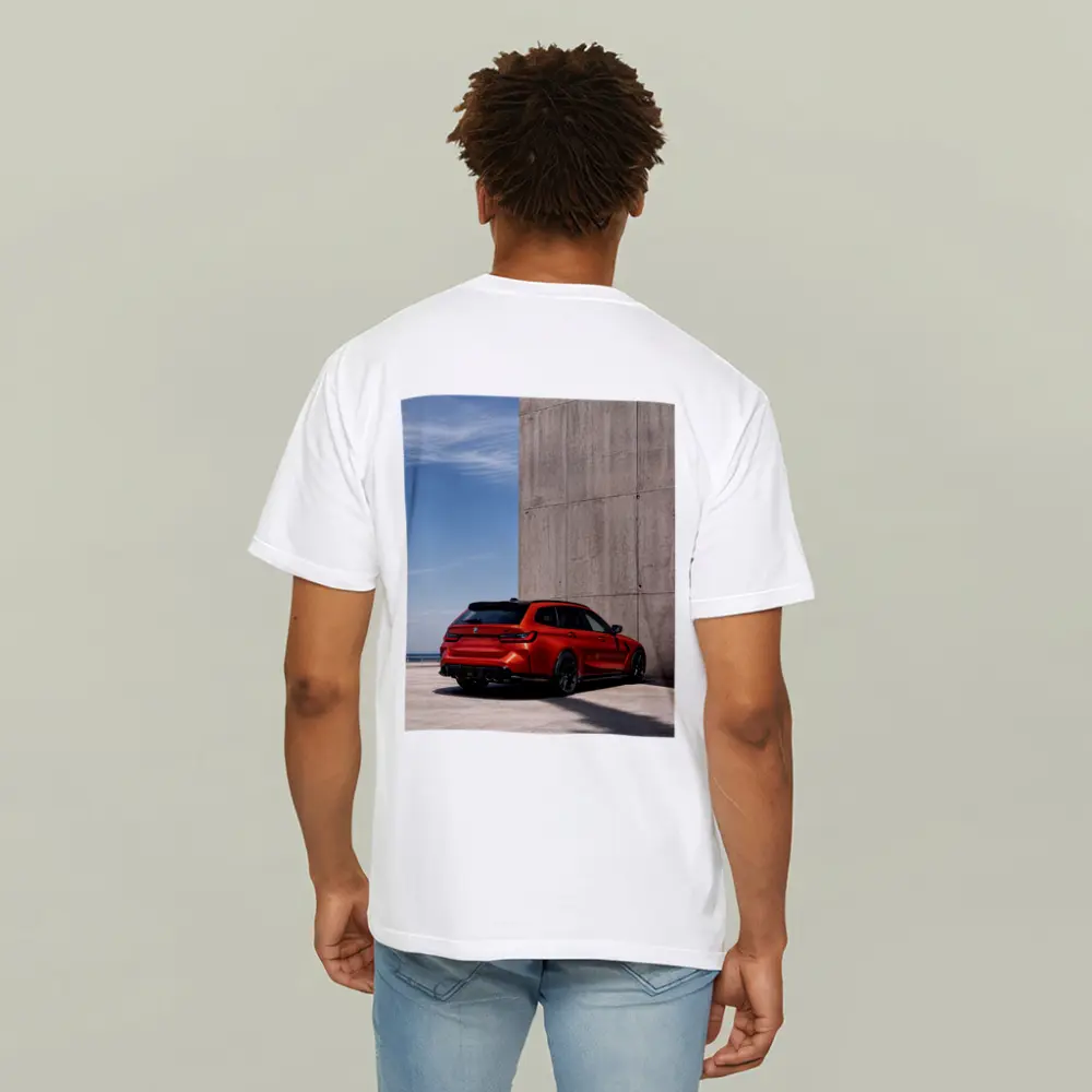 BMW M3 Touring Red Concrete Wall Background – T-Shirts