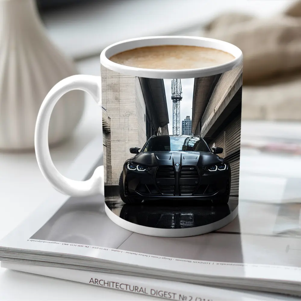 BMW M3 Black Front Urban Street Setting – Mugs