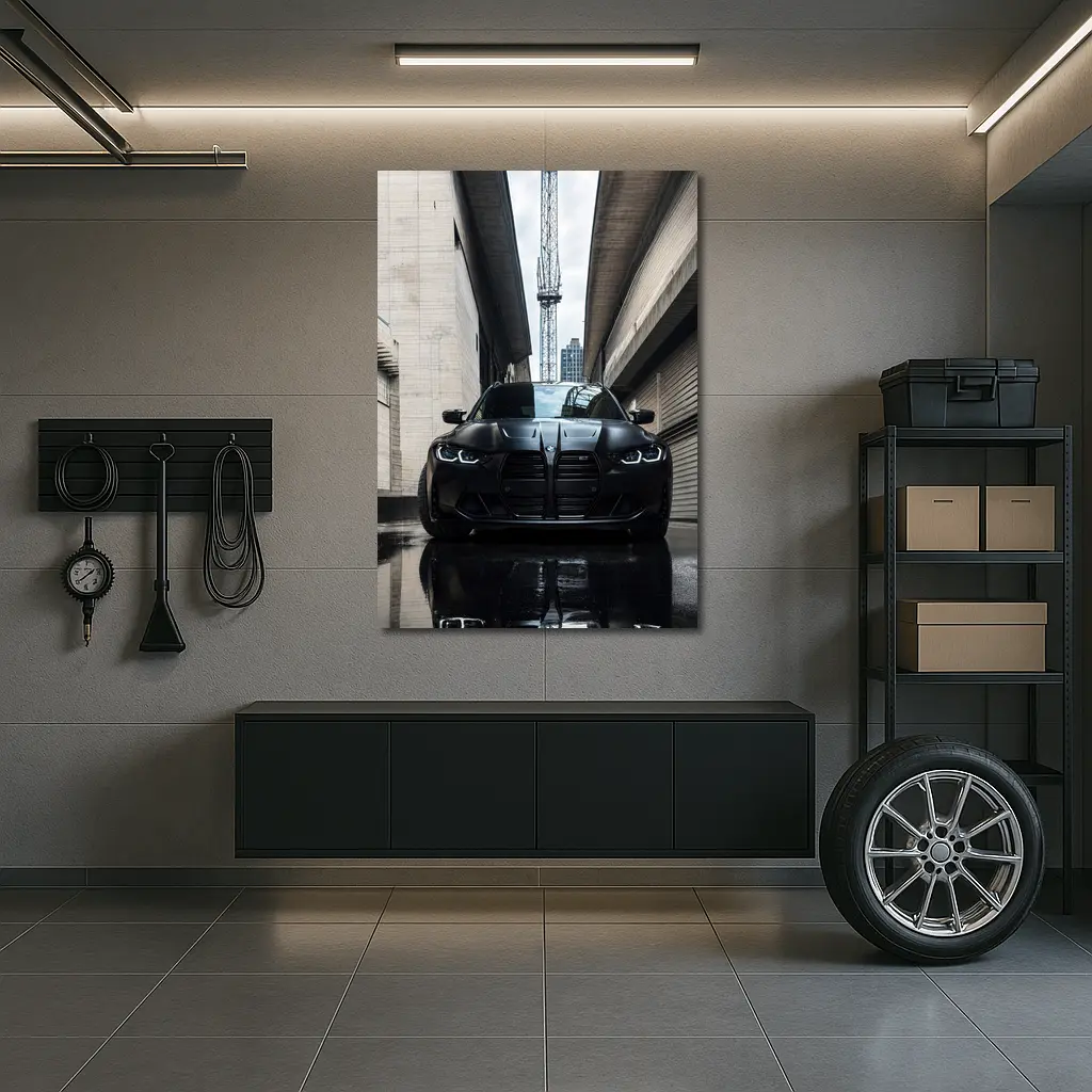 BMW M3 Black Front Urban Street Setting – Wall Art