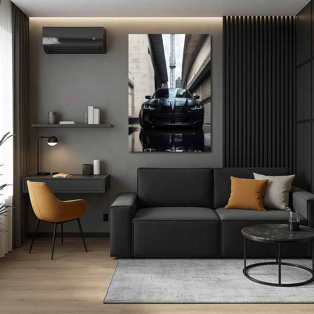BMW M3 Black Front Urban Street Setting – Wall Art
