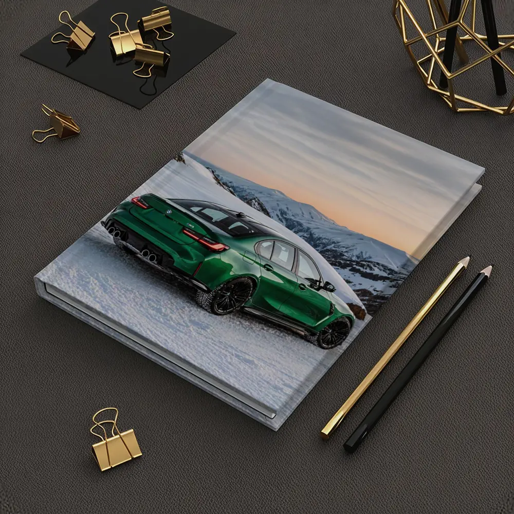 BMW M3 Green Sedan Snowy Mountain Sunset – Notebooks