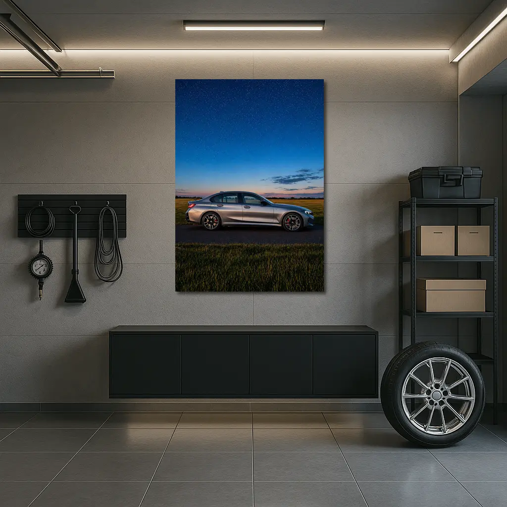 BMW M340i Gray Sedan Starry Night – Wall Art