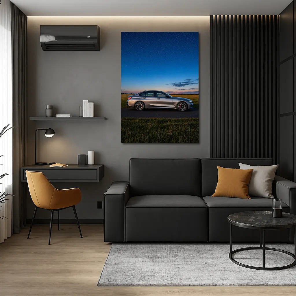 BMW M340i Gray Sedan Starry Night – Wall Art