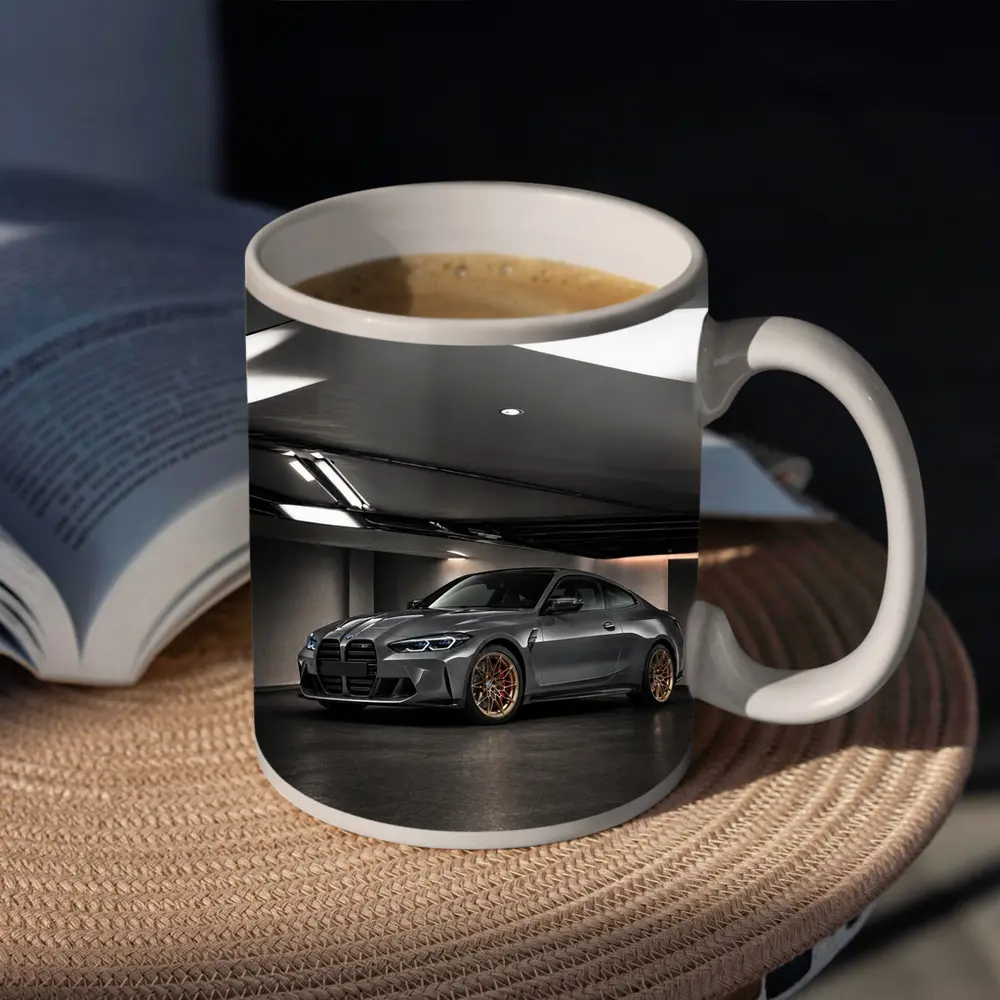 BMW M4 Gray Coupe Indoor Garage Shot – Mugs
