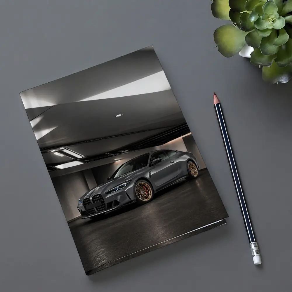 BMW M4 Gray Coupe Indoor Garage Shot – Notebooks