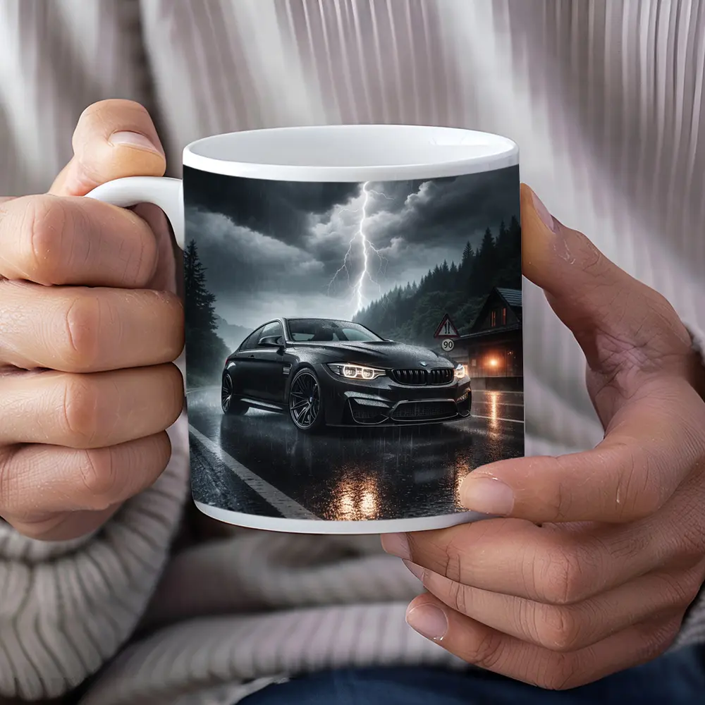 BMW M4 Black Rainy Storm Road – Mugs
