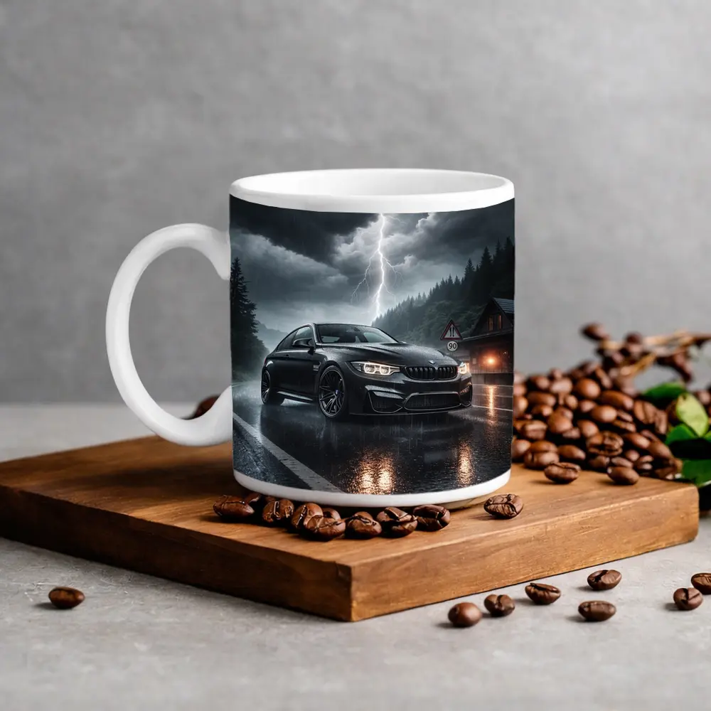 BMW M4 Black Rainy Storm Road – Mugs