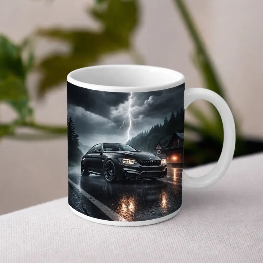 BMW M4 Black Rainy Storm Road – Mugs