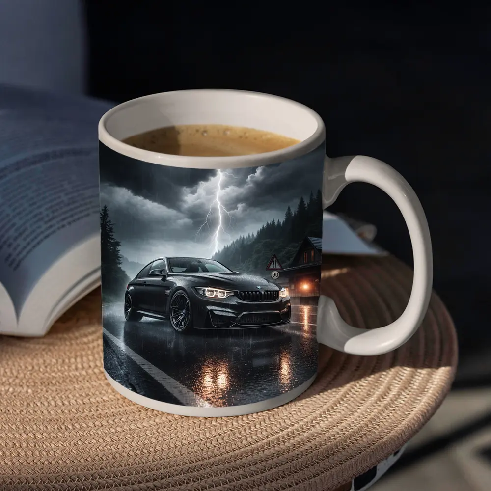 BMW M4 Black Rainy Storm Road – Mugs