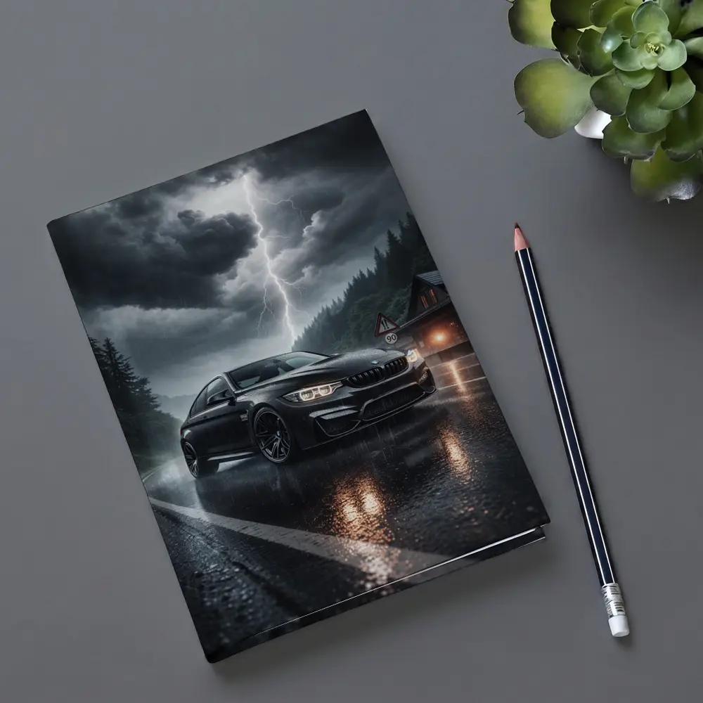 BMW M4 Black Rainy Storm Road – Notebooks