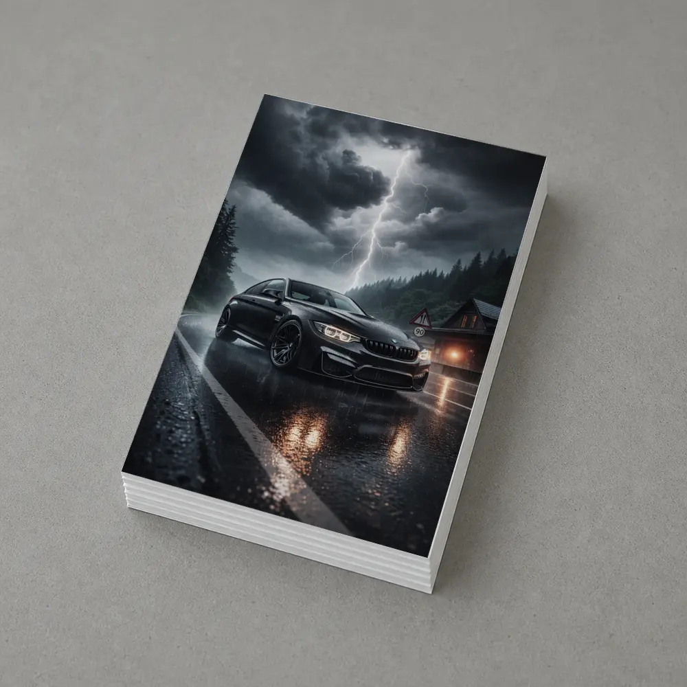 BMW M4 Black Rainy Storm Road – Postcards