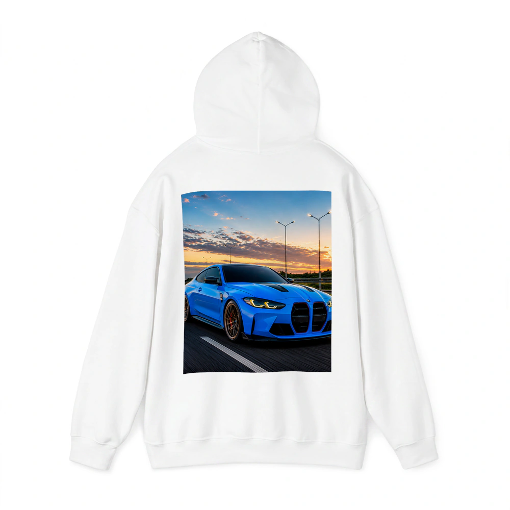 BMW M4 Blue Coupe Highway Sunset Drive – Hoodies