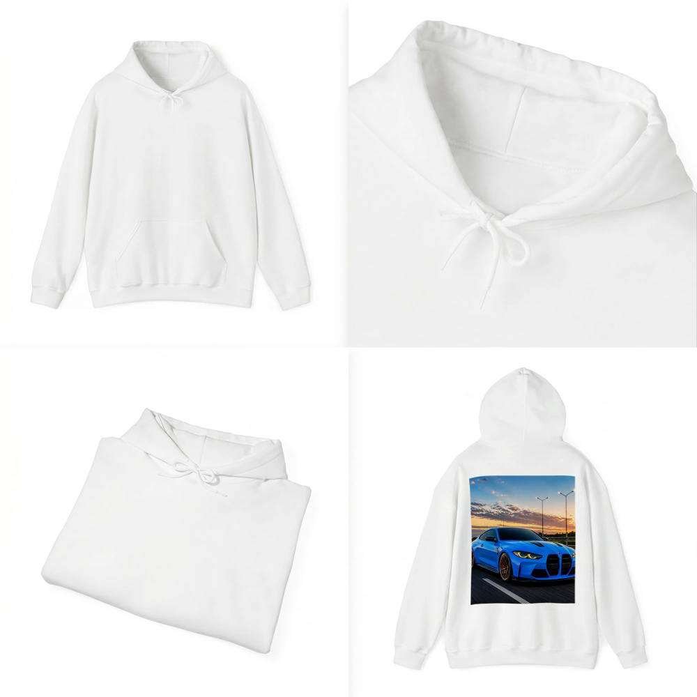 BMW M4 Blue Coupe Highway Sunset Drive – Hoodies