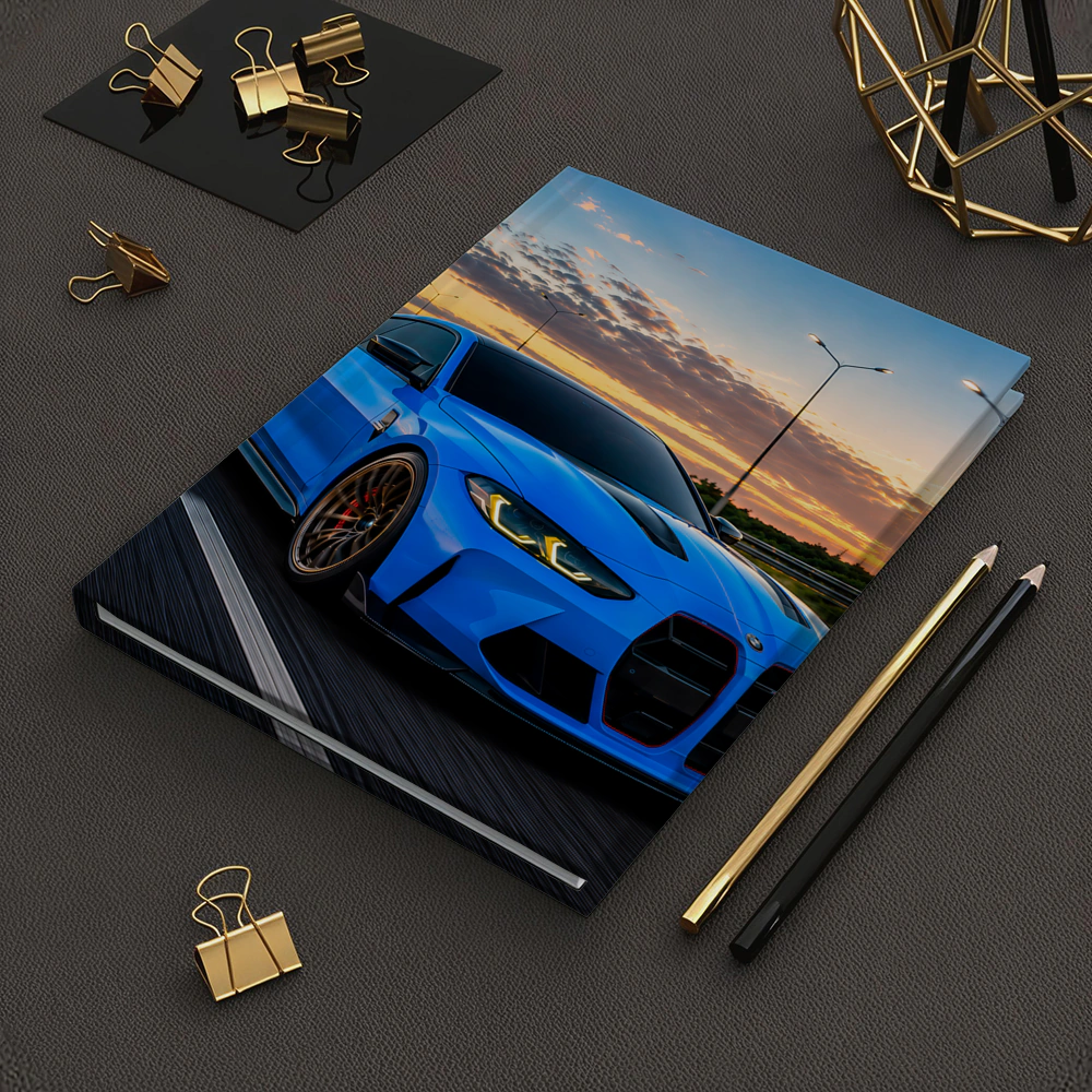 BMW M4 Blue Coupe Highway Sunset Drive – Notebooks