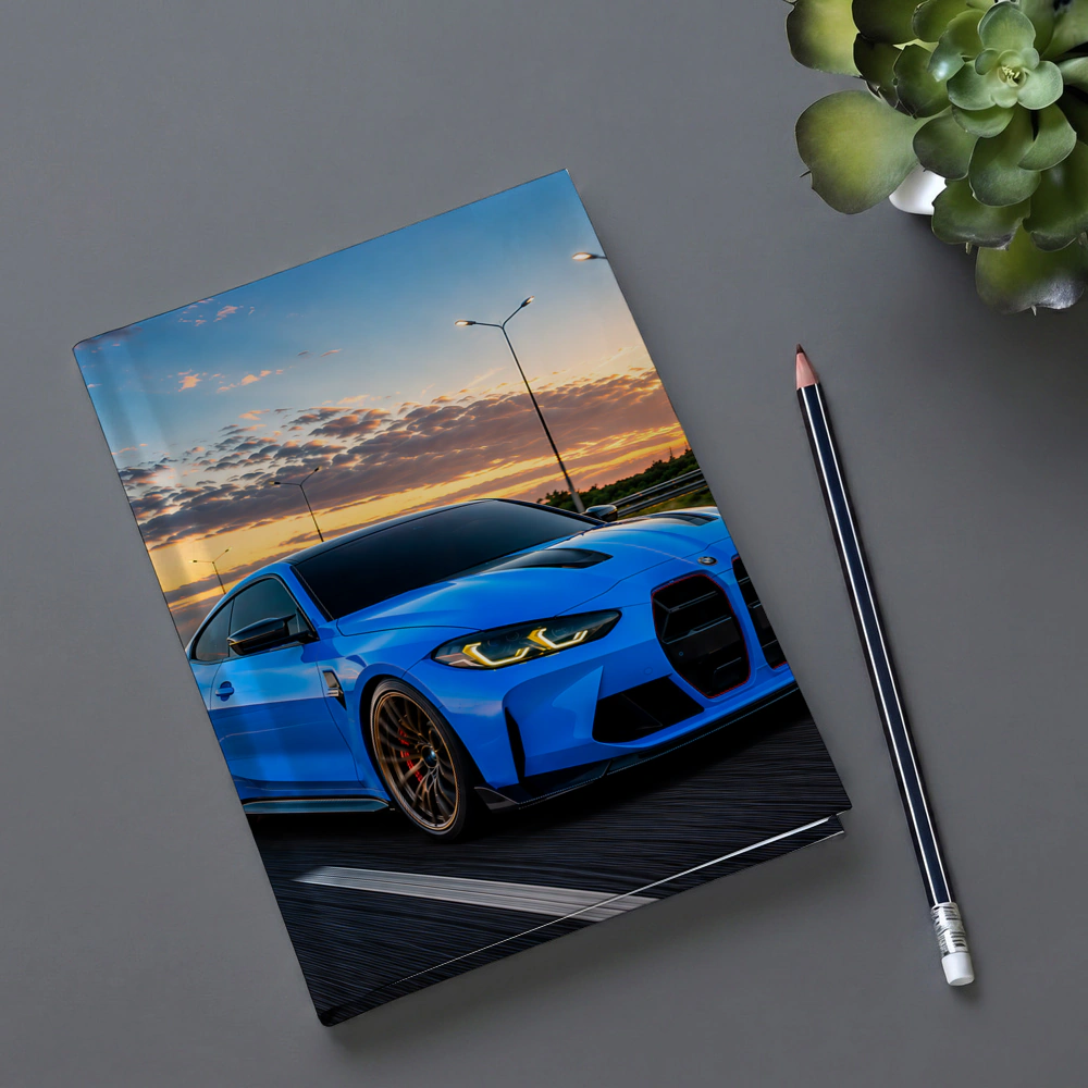 BMW M4 Blue Coupe Highway Sunset Drive – Notebooks