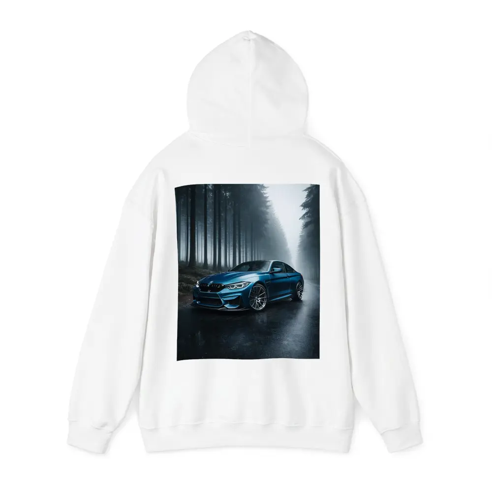 BMW M4 Blue Coupe Misty Forest Road – Hoodies