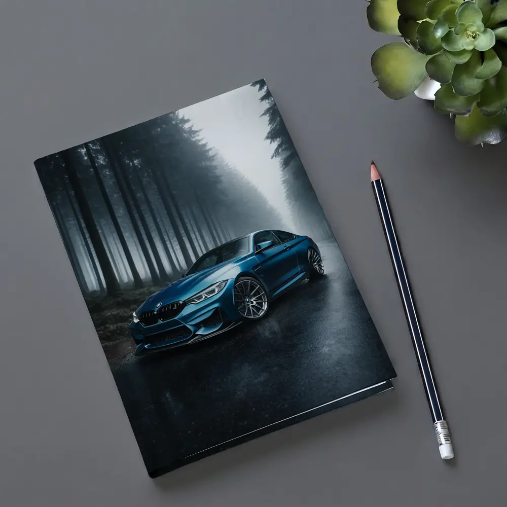 BMW M4 Blue Coupe Misty Forest Road – Notebooks
