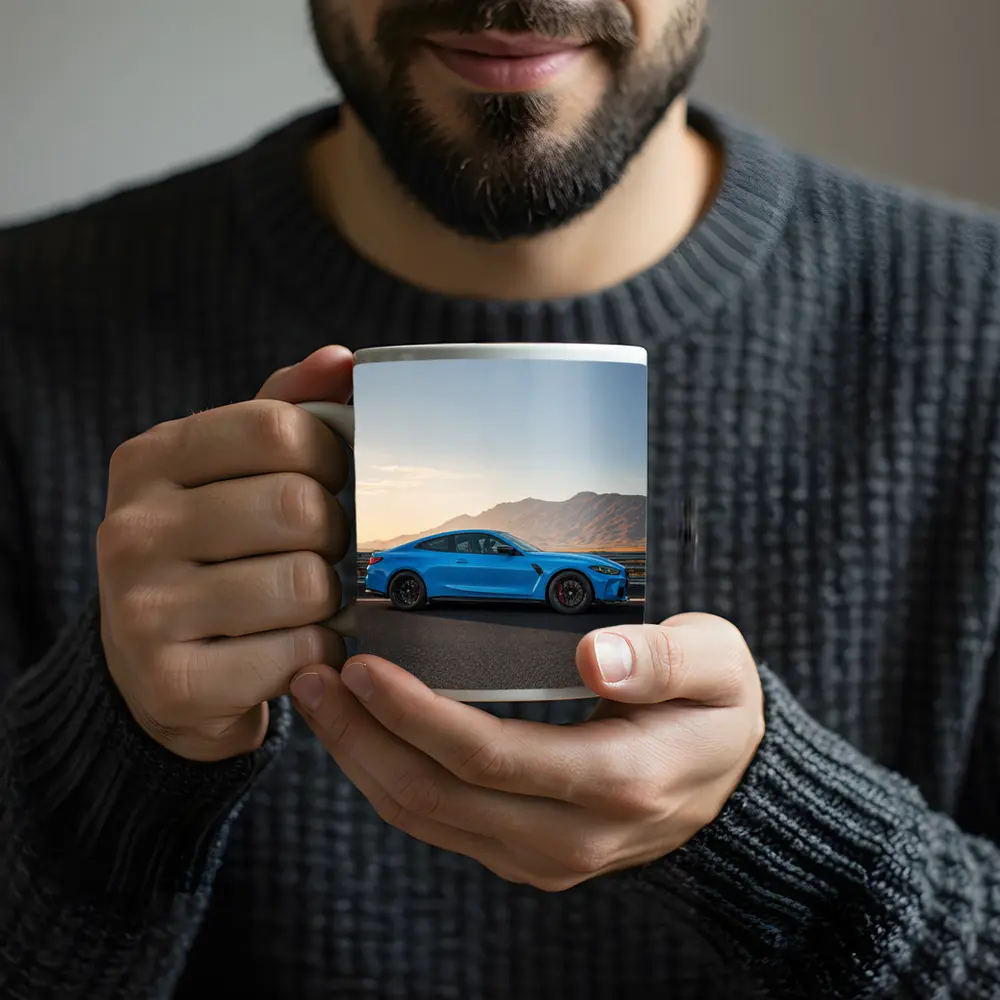 BMW M4 Blue Coupe Mountain Road – Mugs
