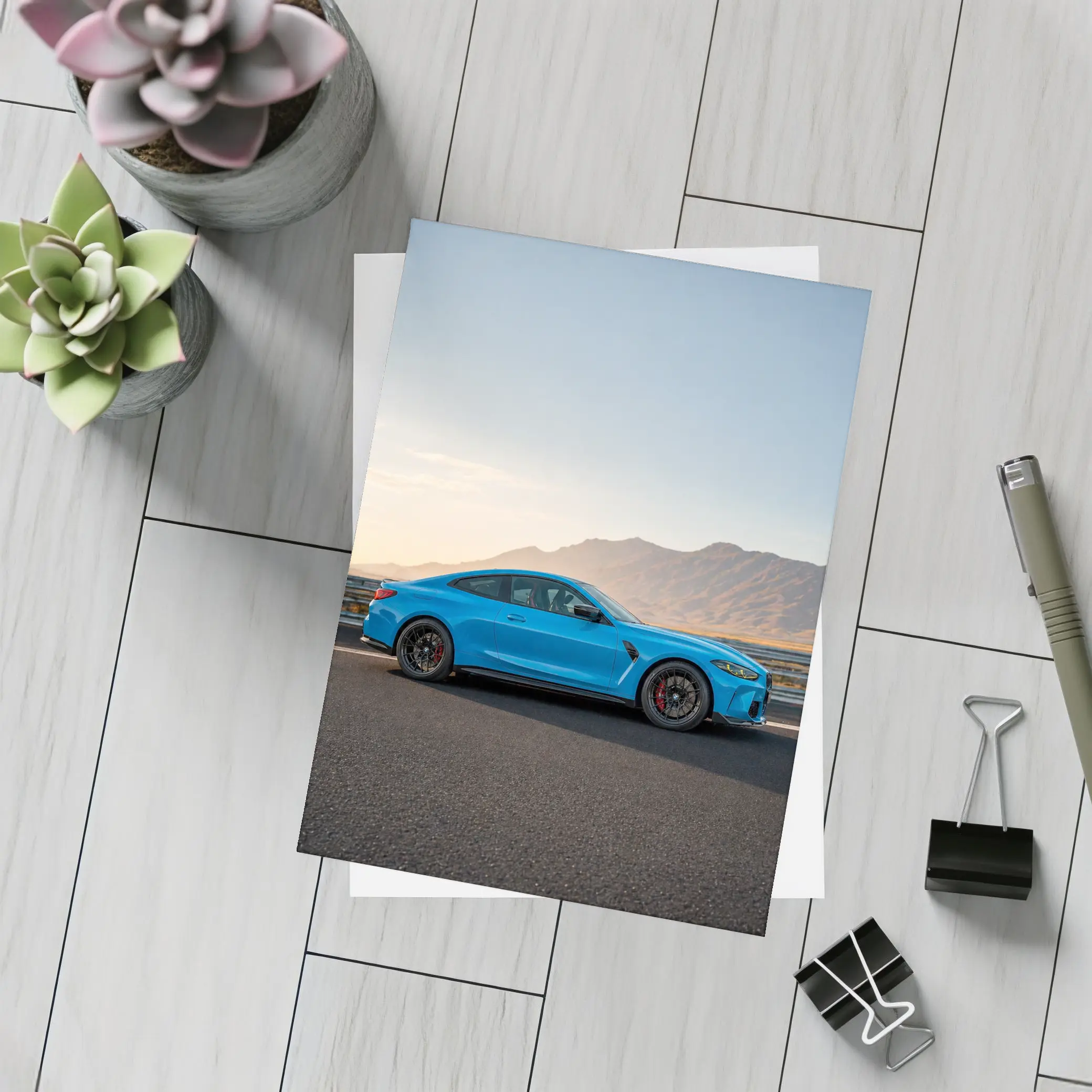 BMW M4 Blue Coupe Mountain Road – Postcards