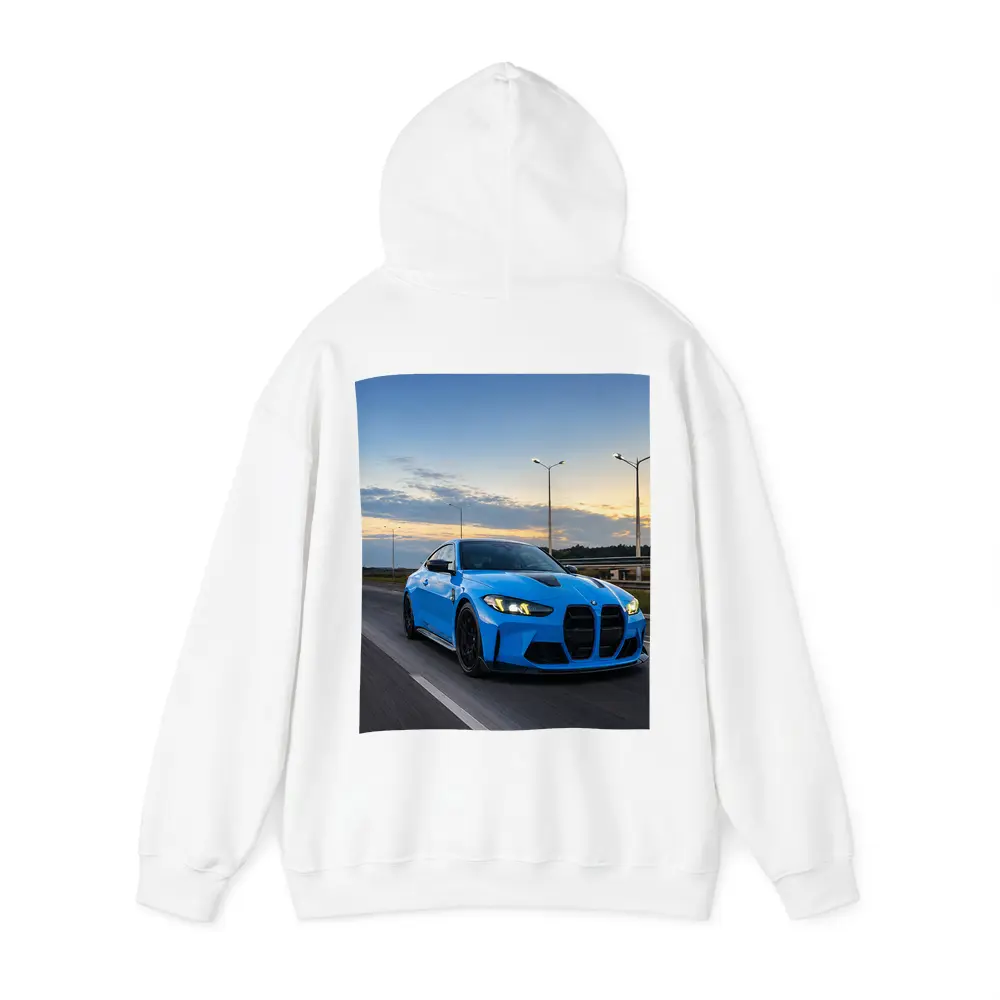 BMW M4 Blue Coupe Highway Sunset Drive – Hoodies