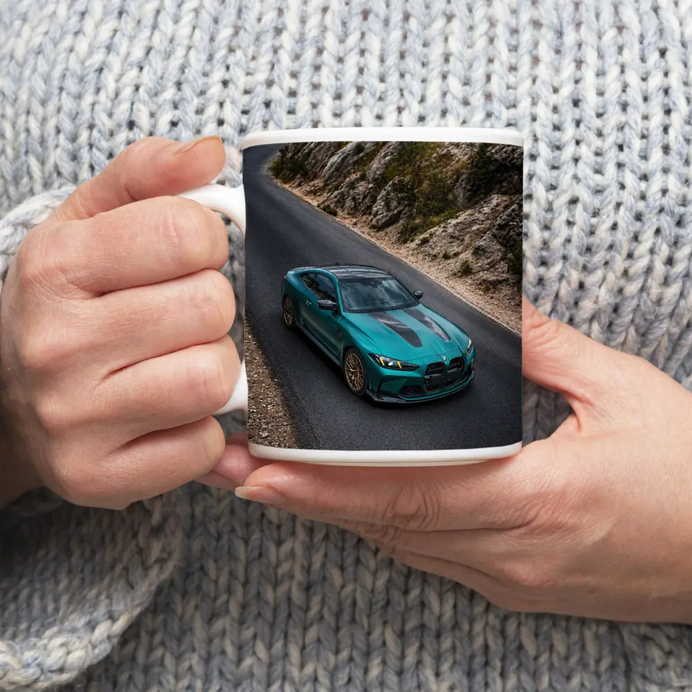 BMW M4 CS Green on Mountain Road – Mugs