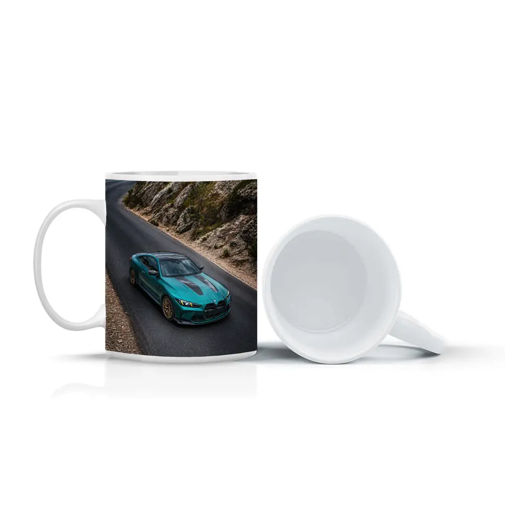 BMW M4 CS Green on Mountain Road – Mugs