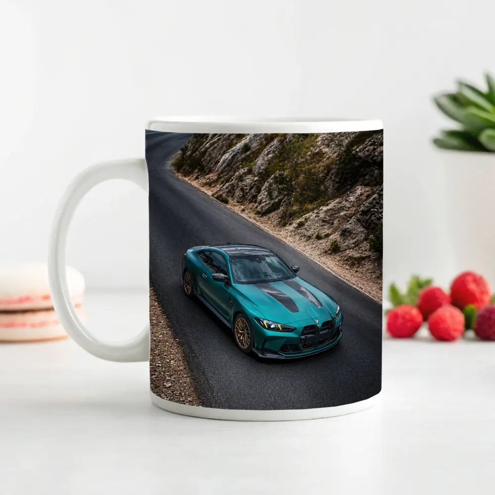 BMW M4 CS Green on Mountain Road – Mugs