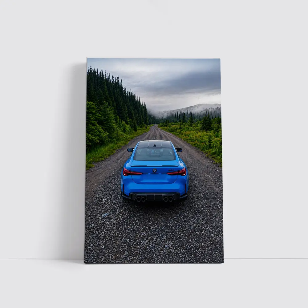 BMW M4 Blue Forest Mountain Road Rear – Wall Art