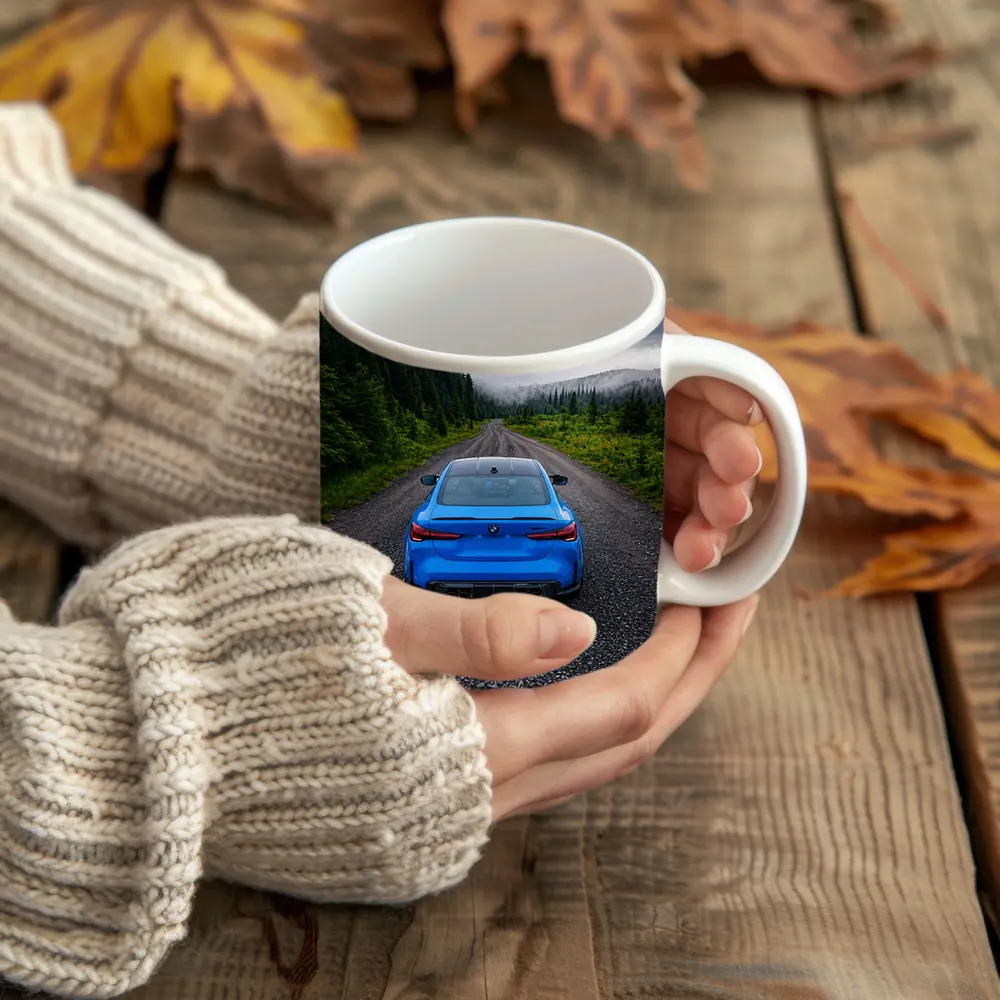 BMW M4 Blue Forest Mountain Road Rear – Mugs