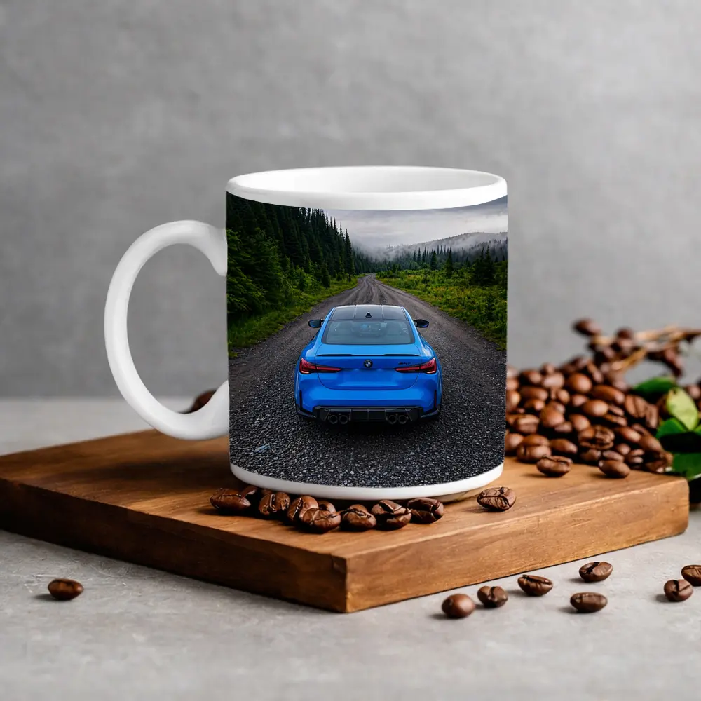 BMW M4 Blue Forest Mountain Road Rear – Mugs